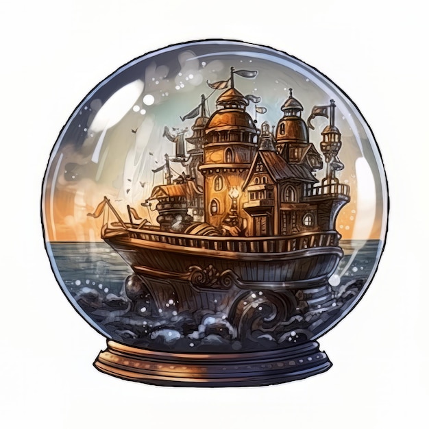 watercolor snow globe illustration
