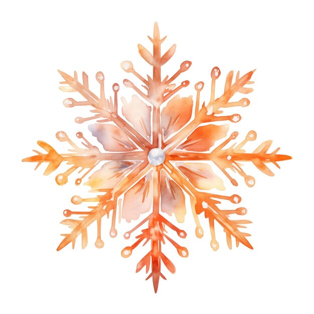 Watercolor Snowflake isolated on white background