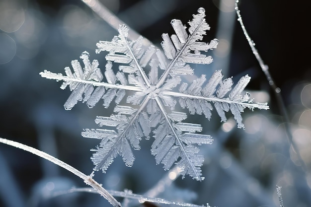 写真 水彩の雪花と霜