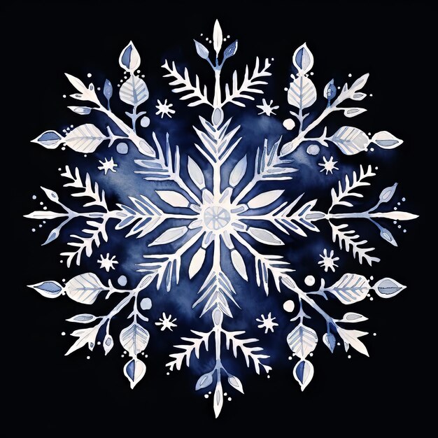Watercolor snowflakes and frost