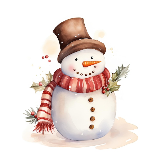 Photo watercolor snowman clipart