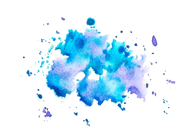 watercolor splash background.color blue shades art drawn on paper