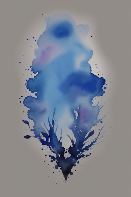 Watercolor splash ink blue background image beautiful color paint smudge effect simple background