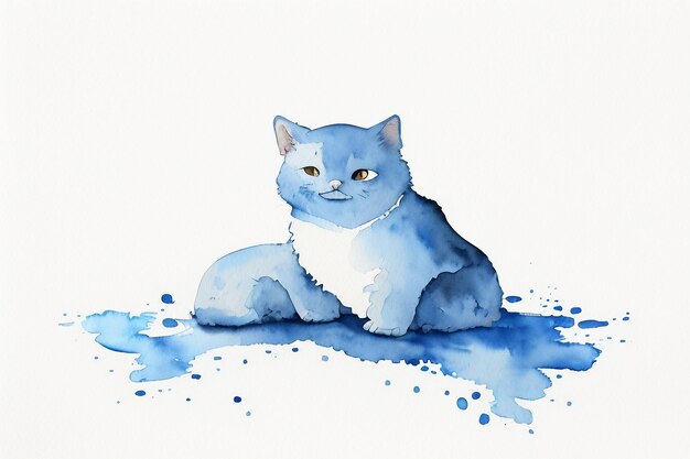 Watercolor splash ink blue background image beautiful color paint smudge effect simple background