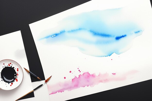 Watercolor splash ink blue background image beautiful color paint smudge effect simple background