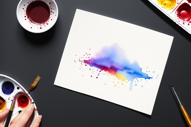 Watercolor splash ink blue background image beautiful color paint smudge effect simple background