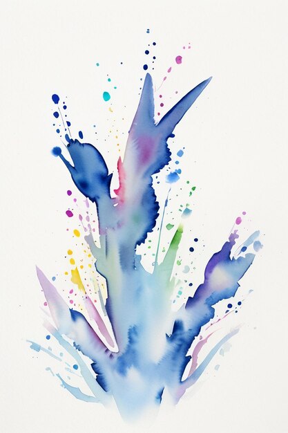 水彩のスプラッシュインク 青い背景画像 美しい色の塗料 汚れ効果 シンプルな背景