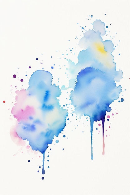 Watercolor splash ink blue background image beautiful color paint smudge effect simple background