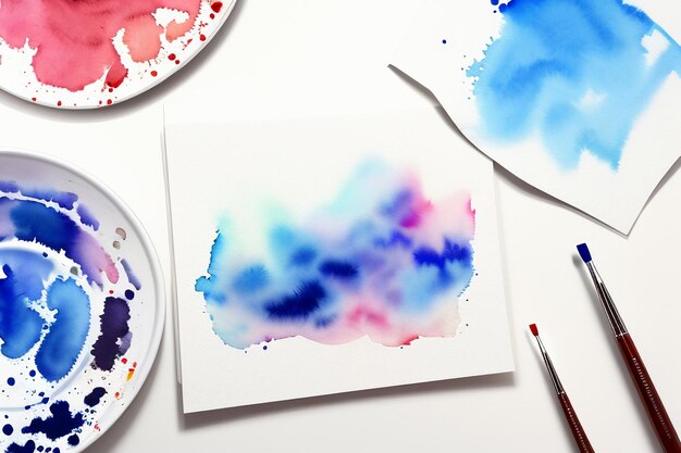 Photo watercolor splash ink blue background image beautiful color paint smudge effect simple background