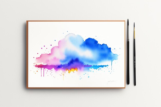 Watercolor splash ink blue background image beautiful color paint smudge effect simple background