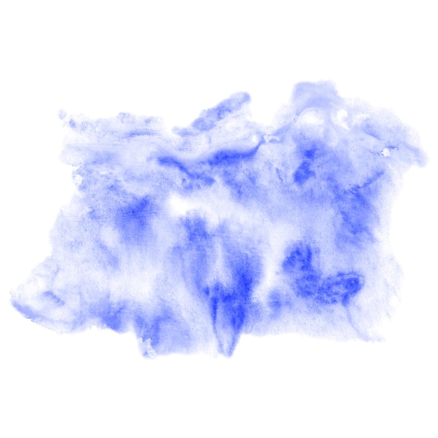 Watercolor splash isolation on white blue hand drawn abstract cloud