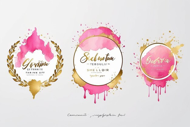 Foto aquarello splash logo branding femminile logo di lusso modello di design oro badge pink gold pennello setphggghjiyuuupn htt4rma