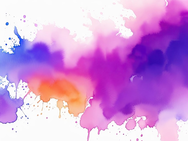 Photo watercolor splashes of purple orange pink generative ai