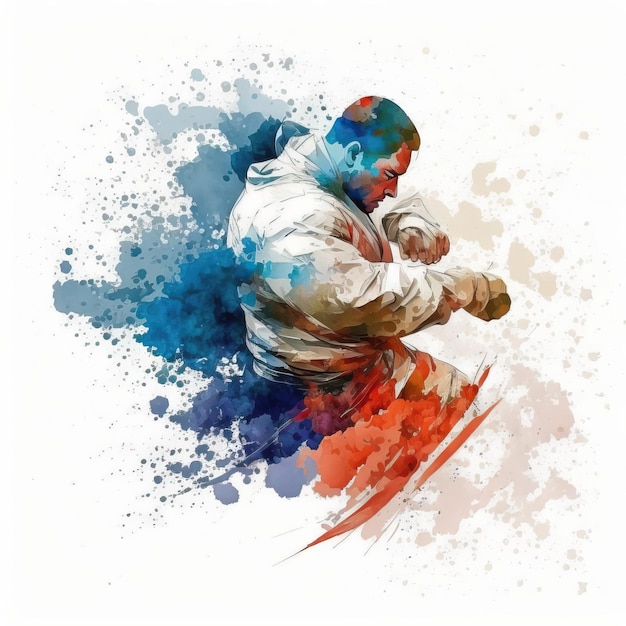 Watercolor Sports Art Judo