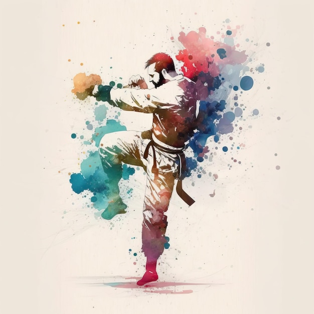 Watercolor Sports Art Judo