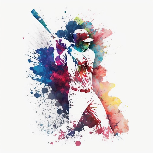 Watercolor Sports Creative Illustration Baseball