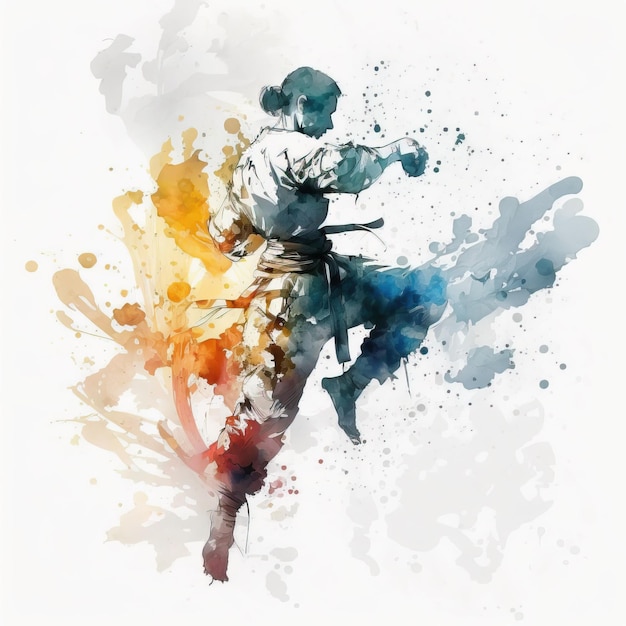 Watercolor Sports Digital Illustration Creative Karate