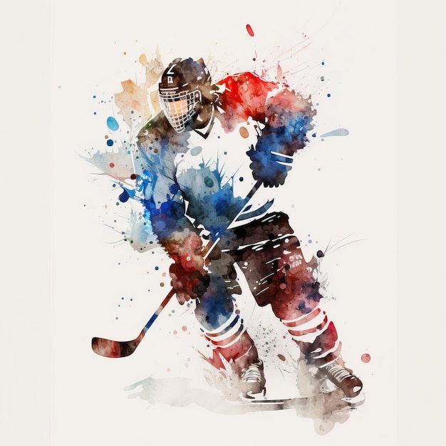 Photo watercolor sports ice hockey