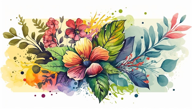 Watercolor spring background hand drawn Generative AI