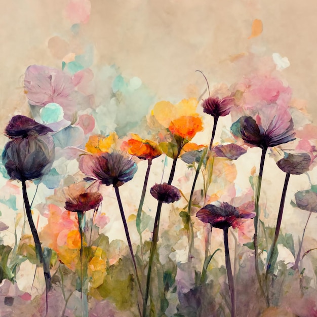 Watercolor Spring Flower Design