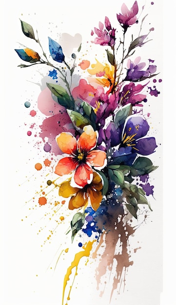 Photo watercolor spring flowers