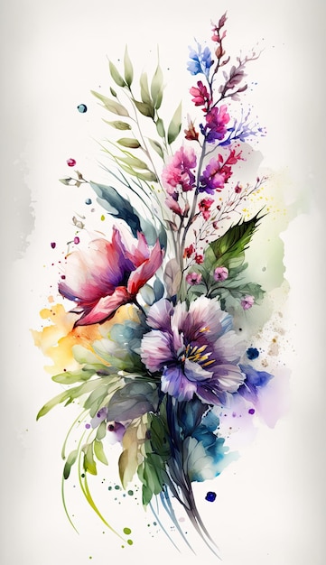 Watercolor spring flowers