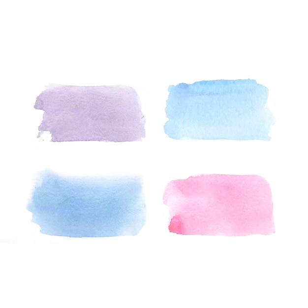 Watercolor stains design elements on white background