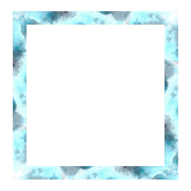 watercolor stains square frame place for your text hand painted illustration white background