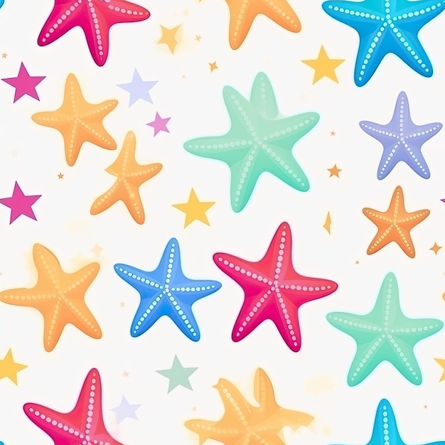 watercolor starfish seamless pattern tropical pattern