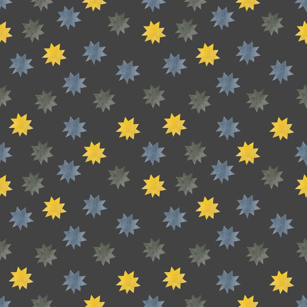 Watercolor stars seamless pattern