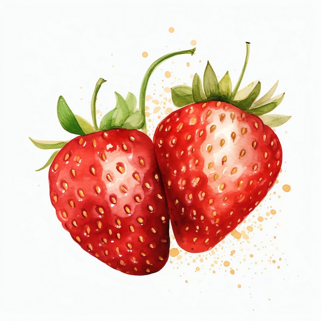 Watercolor Strawberry computer watercolor clipart illustration