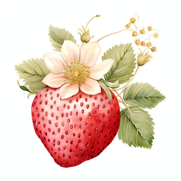 Watercolor Strawberry computer watercolor clipart illustration