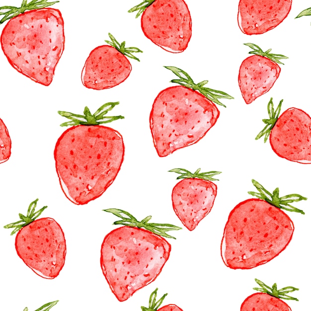 Watercolor strawberry seamless Pattern.