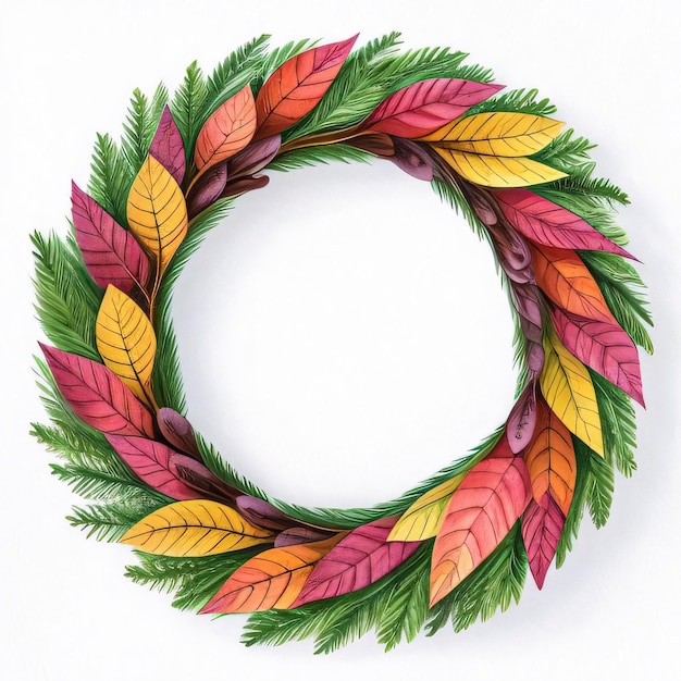 Watercolor Style Autumn Wreath Frame For Text