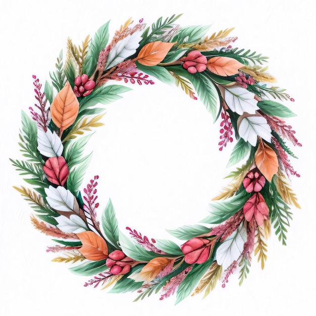 Watercolor Style Autumn Wreath Frame For Text