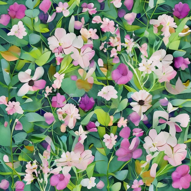 watercolor style background of Flowers LeavesNatureSoft colorsFreshnessPastel tonesBotanical