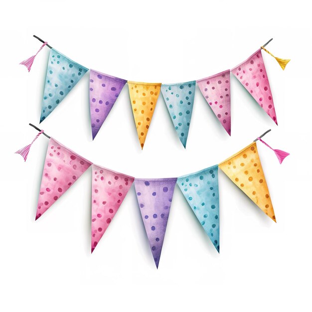 Photo watercolor style birthday bunting