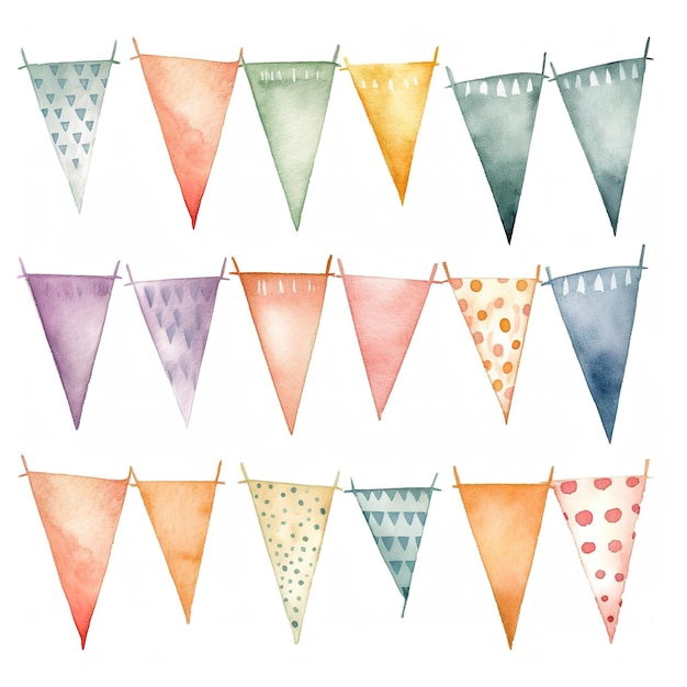 watercolor style Birthday bunting