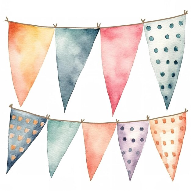 Photo watercolor style birthday bunting