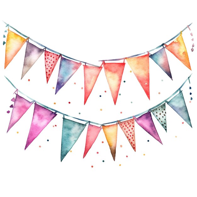 Photo watercolor style birthday bunting