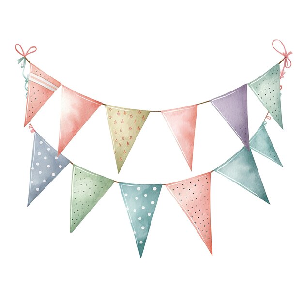 Photo watercolor style birthday bunting