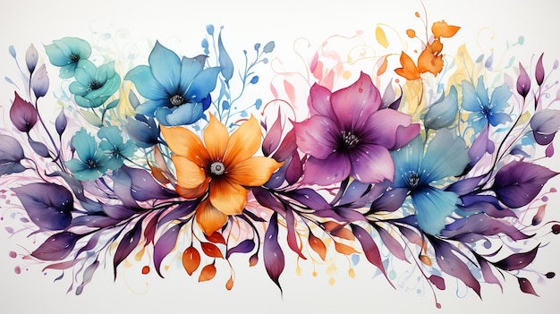 Watercolor style colorful floral background