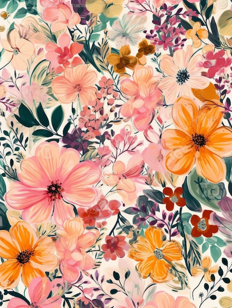 Watercolor style delightful floral pattern background Created with Generative AI technology