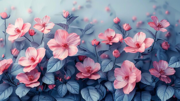 A watercolor style flower wallpaper on a textured background in pastel colors This wallpaper can be used as a wallpaper for a room or in the context of the interior of a home