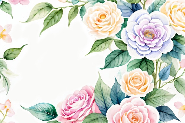 テキスト壁紙の水彩風の花の背景