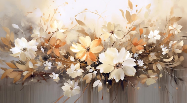 Watercolor style flowers botanical background or wallpaper design Generative AI