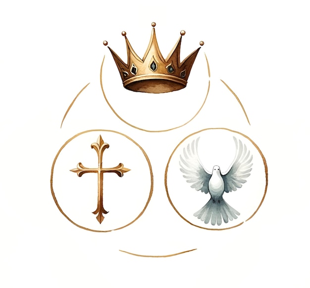 Photo watercolor style illustration of symbols of the holy trinity