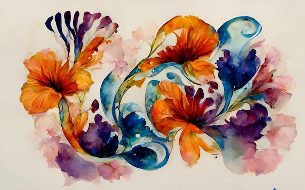 watercolor style Isabelle vibrant floral design