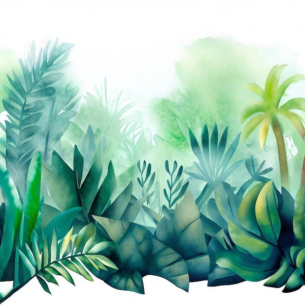 Watercolor style jungle illustration