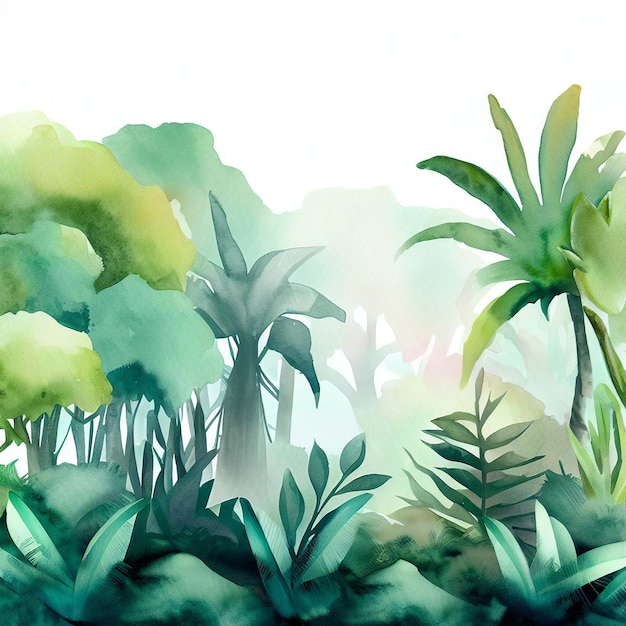 Watercolor style jungle illustration